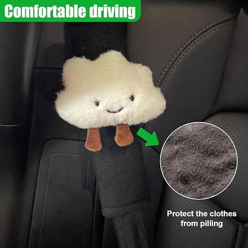 Fluffy Cloud Car Seat Belt Pads - Cute Seat Belt Covers for More Comfortable Driving - Safety Seatbelt Shoulder Strap Cushion Protect Shoulder and Neck - Backpack Shoulder Pad for Kids Adults (2PCS) thumbnail 5