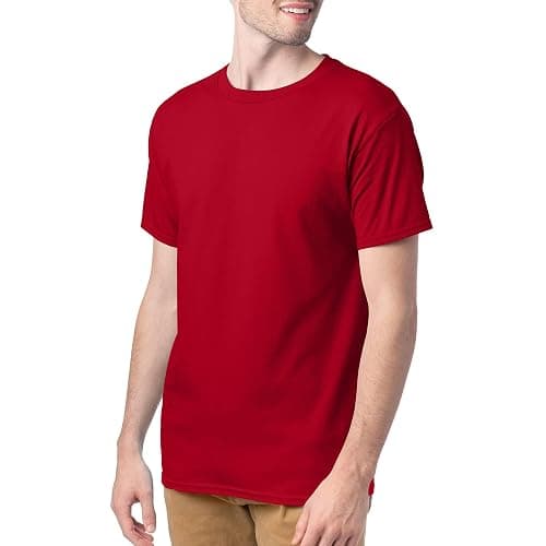 (4 pack) Hanes men's deep red soft t-shirts thumbnail 5