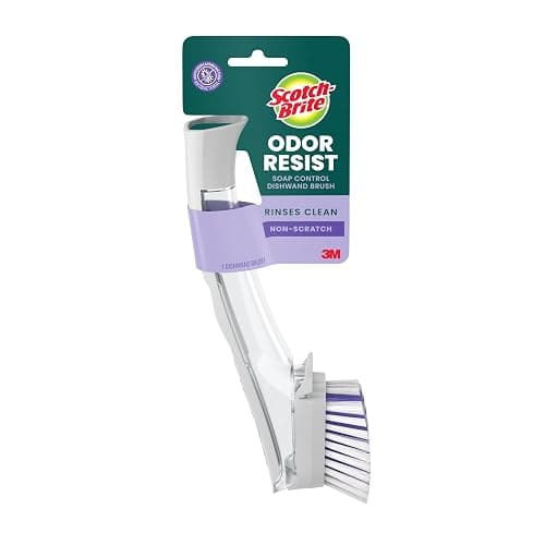 Scotch-Brite Odor Resist Soap Control Dishwand Brush, Non-Scratch Cleaning Brush with Scraper, Stands Upright, 1 Pack - Image 1