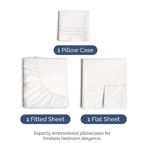 Twin XL Size 3 Piece Sheet Set - Comfy Breathable & Cooling Bed Sheets Set - Hotel Luxury Bedding for Women, Men, Kids, Teens, Boys & Girls - Deep Pockets and Wrinkle Free - Oeko-Tex - Antique White thumbnail 2