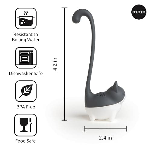 OTOTO Louie Cat Tea Infuser - Cats Loose Leaf Steeper & Diffuser, Tea Strainer Accessories, Cute Gifts for Cat Lovers, White Elephant Gifts, Cute Kitchen Accessories thumbnail 3