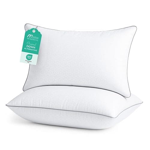 Sasttie Pillows Queen Size Set of 2, Bed Pillows for Side, Back, and Stomach Sleepers - Oeko-Tex Certified Down Alternative Plump Filling - Hotel Quality and Machine Washable, 2 Pack - Image 1