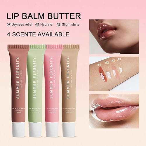 4 PCS Summer Lip Balm Tinted Lip Butter Balm - Conditioning Lip Mask,Ultra-Hydrating,Instant Moisture, Shine,Hydration - Sheer-Tinted,Soothing Lip Care - 0.5 Fl Oz (Pack of 4) thumbnail 4