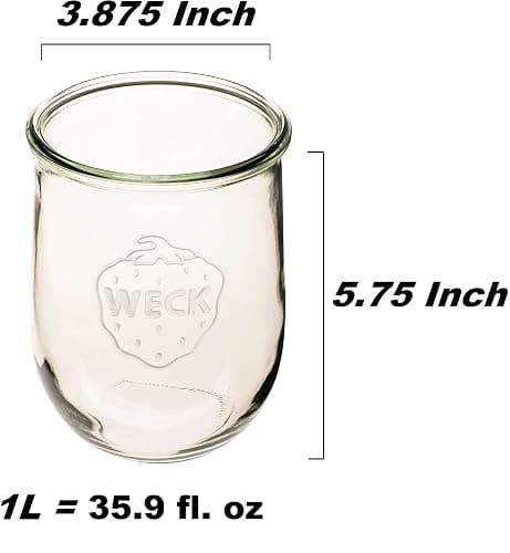 Weck Tulip Jars 1 Liter - Large Sourdough Starter Jars with Wide Mouth, Glass Lids and Keep Fresh Covers - Suitable for Canning and Storage (2 Pack) thumbnail 3