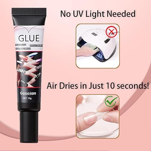Gosojam Nail Glue 2-Pack – Fast-Drying, Long-Lasting Adhesive for Acrylic, Press-On & Gel Nails – Water-Resistant, No UV/LED Needed, 10g x 2 – Strong Bond, Gentle on Nails, Ideal for DIY & Salon Use thumbnail 2