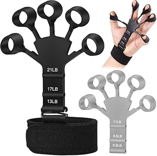Finger Strengthener - Adjustable Grip Strength Trainer for Hand Strength Training, 6 Levels Resistance, 5 Pcs Finger Gripster Forearm Exerciser, Finger Flexion Extension Training thumbnail 2