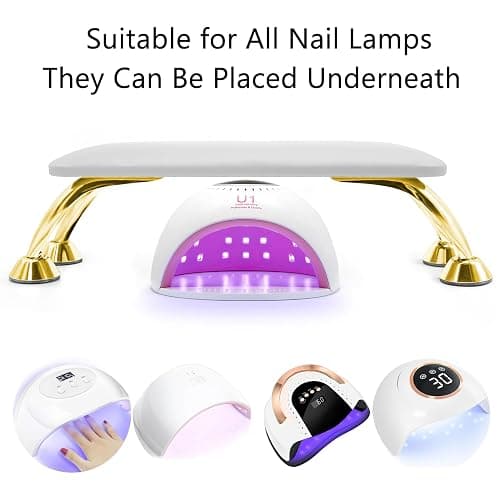 Arm Rest for Nails Tech Soft Comfortable, Nail Arm Rest Anti-Slip, Microfiber Leather Manicure Hand Rest for Nails Tech Armrest Stand with Gold Stainless Steel Legs thumbnail 6