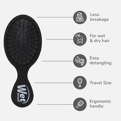 Wet Brush Mini Detangler Hair Brush, Black Frost, Detangling Travel Hairbrush, Ultra-Soft IntelliFlex Bristles Glide Through Tangles with Ease, Pain-Free, All Hair Types thumbnail 4