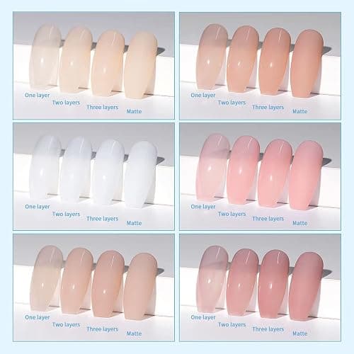 RARJSM Nude Gel Nail Polish Set of 6 Transparent Colors 7.5ml Clear Purple Sheer Wine Red Milky Mavue French Manicure LED UV Gel Soak Off Curing Requires Home thumbnail 5