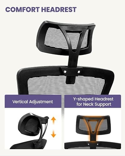 NEO Chair Ergonomic Adjustable Home Office Desk Chair High Back Computer Gaming Mesh Chair with Comfy Task Adjustable Arms Lumbar Neck Support Swivel for Home Office (Dark Black) thumbnail 3