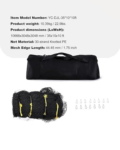 VEVOR Batting Netting,Training Net for Softball Baseball Batting Hitting | 10/35/42/55/70 FT Professional Practice Portable Pitching Cage,Heavy Duty Enclosed PE Net,Indoor,Outdoor,Backyard(NET ONLY) thumbnail 7