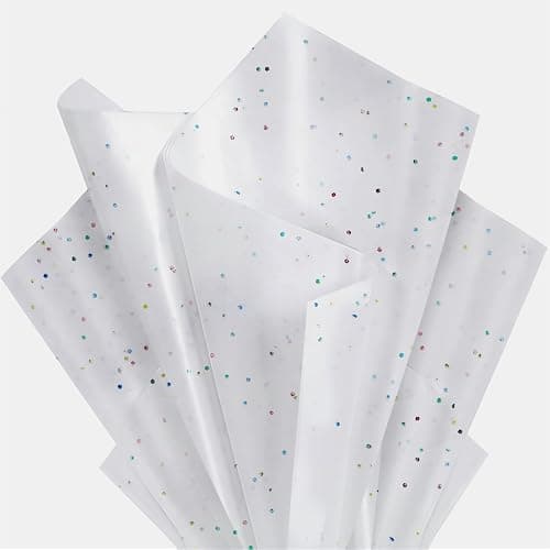 White Glitter Tissue Paper for Gift Bags 36 Sheets 14x20 Inch - Recyclable Wrapping Paper for Weddings, Birthdays, Party & Festival Decorations DIY Craft Supplies - Image 1
