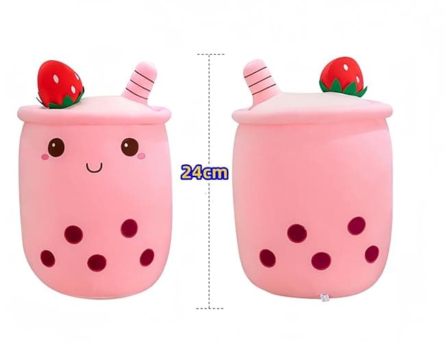 2 Pack Bubble Tea Plush Cute Stuffed Animal Stuffy Milk Cup Plushie Pillow, Soft Kawaii Ice Cream Cupcake Toys Gifts for Kids (Pink & Green) thumbnail 3