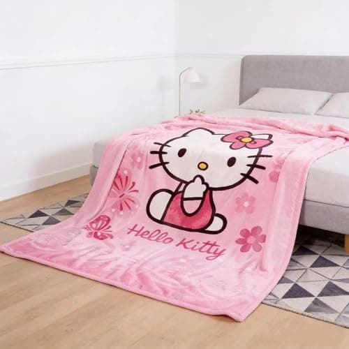Throw Blanket 55'' x 40'' Kids Super Soft Warm, All Seasons Flannel Fleece Blanket, Soft & Warm Plush Blankets for Couch Sofa Bed Camping Travel (Pink) - Image 1