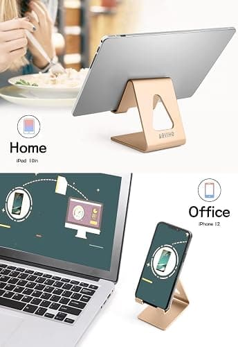 Aoviho Desk Cell Phone Stand Phone Holder, Aluminum Phone Cradle Dock for iPhone17 16 15 14 13 12 pro Mini 11 X Xs max 8 7 6 6s Plus SE Samsung All Smart Phones, Rose Gold thumbnail 3