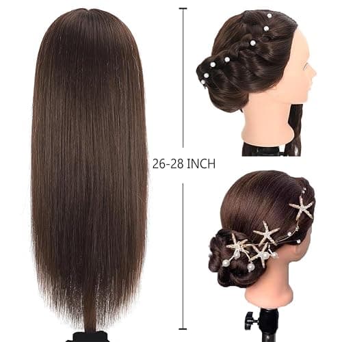 Mannequin Head 70% Real Hair for Cosmetology Practice | For salon training & makeup practice, includes mannequin doll head stylist cosmetology learning tool realistic hair texture thumbnail 4