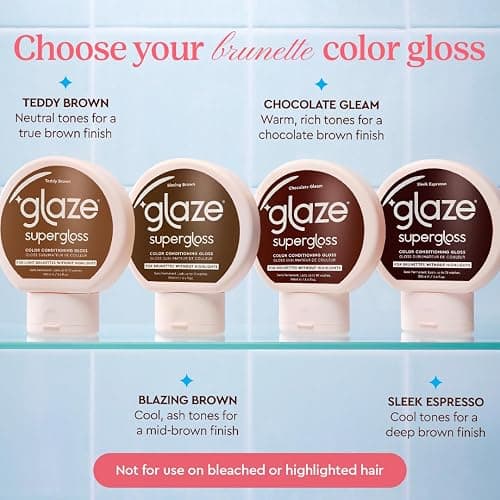 Glaze Supergloss Color Conditioning Gloss With Dispensing Pump – Hydrating Semi-Permanent Color Hair Gloss & Shine Boost – For Natural Medium to Dark Brown Hair – 6.4 Fl Oz - Blazing Brown thumbnail 8