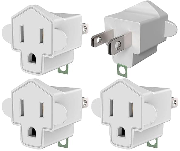 4 Pack ETL Listed Grounding Outlet Adapter, JACKYLED 3-2 Prong Adapter Converter, Portable Fireproof 392℉ Resistant Heavy Duty Wall Outlet Plug for Household Appliances Industrial - 4 Pack - A-Ivory White - Image 1