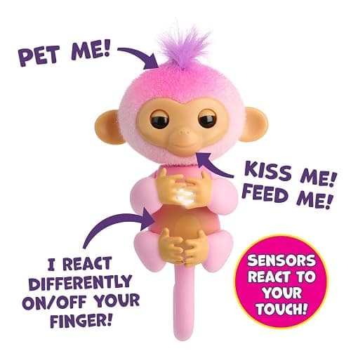 Fingerlings 2023 New Interactive Baby Monkey Reacts to Touch – 70+ Sounds & Reactions – Harmony (Pink) thumbnail 6