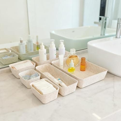 TTUGTTUG 8-Piece Felt Drawer Organizer Set in 4-Sizes, Made from Eco-Friendly Material for Vanity, Makeup, Desk, Office, Kitchen, and Nightstand, Oatmeal thumbnail 8