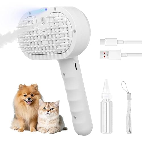 REIKIYA Cat Steam Brush,4-in-1 Spray Hair Removal Dog Brush for Shedding & Grooming with UV Light, Anti-Static Pet Spray Comb with One-Click Release Button - Image 1