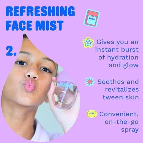 Pipa Skincare Cleanser, Moisturizer & Facial Mist Girls Birthday Gift Set | Safe for Sensitive Skin, Alcohol-Free Dermatologists Approved Skin Care Routine, Foam Wash, Cream & Mist, Girls 8-12 thumbnail 4