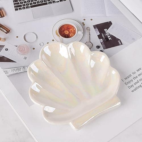TIGERMILLION Shell Trinket Dish, Ceramic Ring Holder/Jewelry Tray, Cute Organizer Plate Vanity Decorations Accessories for Home Décor Bathroom thumbnail 5