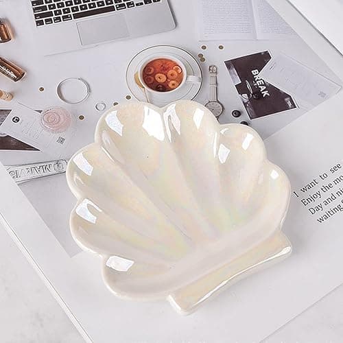 TIGERMILLION Shell Trinket Dish, Ceramic Ring Holder/Jewelry Tray, Cute Organizer Plate Vanity Decorations Accessories for Home Décor Bathroom thumbnail 5