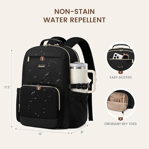 LOVEVOOK Laptop Backpack for Women with Pouch Pocket for Large Capacity Cup,15.6 Inch Laptop Computer Bag Travel Backpack Purse,Waterproof Work Business Backpack College Teacher Bags,Black thumbnail 5