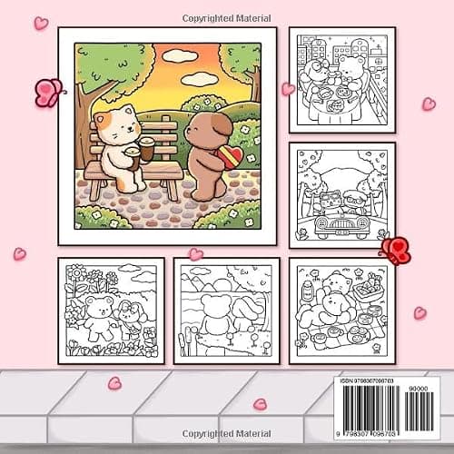 Fuzzy In Love: Coloring Book for Adults and Teens Featuring Little Fuzzy Animals in Love Moments and Cozy Activities, Cute Designs for Relaxation and Chill (Fuzzy Buddies) thumbnail 2