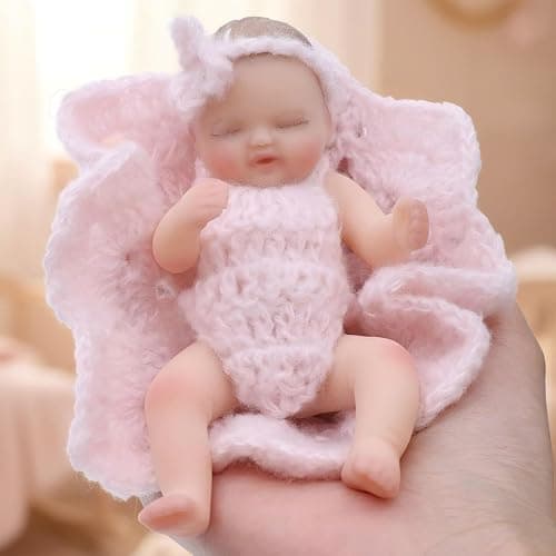 Cloveray 5 inch Mini Platinum Silicone Reborn Baby Doll, Tiny Silicone Baby Dolls，Realistic Newborn Baby Dolls Full Body Stress Relief, Decoration, Gifts, Collectible thumbnail 4