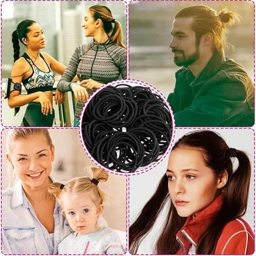 Anezus 200 Pcs Black Elastics Hair Ties Small Bulk Hair Ties Hair Bands (4mm) thumbnail 7