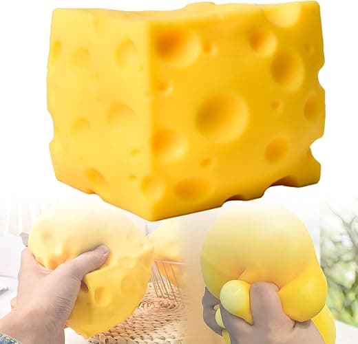 Cheese Squishy, Various Shapes Big Brain Cheese Stress Ball Realistic Design, Anxiety Relief Fidget Toy Sensory Toys For Adults & Kids (C(5cm)) - Image 1