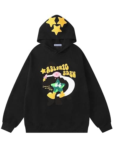 Aelfric Eden Womens Graphic Hoodies Walking Star Print Hoodie Unisex Oversized Long Sleeve Streetwear Hooded Pullover - Image 1