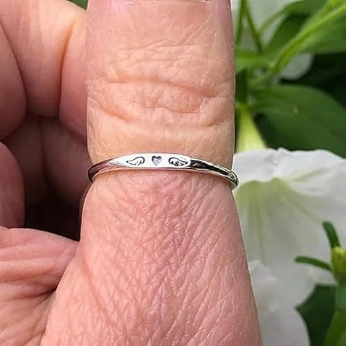 LIU JUN For Memorial - Tiny Heart With Wings Ring, Missing You Always I'll Hold You In My Heart Rings Lost Loved One Loss Miscarriage Memorial Jewelry Gift - Image 1