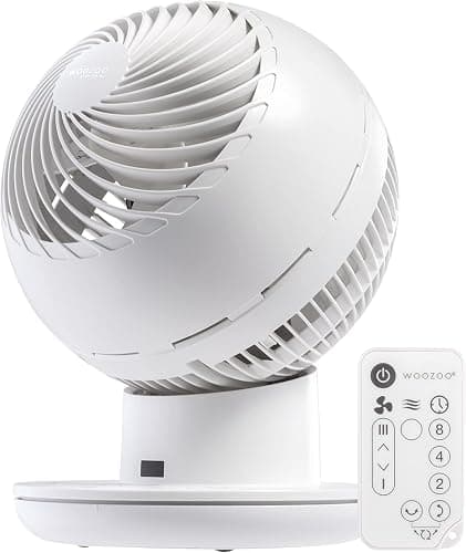 IRIS USA WOOZOO Air Circulator Fan with Remote, Oscillating, 8 Speeds, 82ft Max Air Distance, 120° Adjustable Tilt, 35db Ultra Quiet Motor, Small Fan for Bedroom, Office, Dorm, White - Image 1