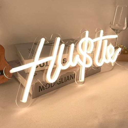 HUSTLE Neon Signs for Wall Decor, Hustle Words LED Neon Lights for Bedroom Man Cave Dorm Gym Room Office Room, USB Powered, Humble Led Neon Light Sign for Party Decorations (Hustle2) thumbnail 5