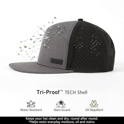 UVCoolix™ Cooling Sweatband Flat Bill Golf Baseball Cap,Breathable Sun Protection,Water-Resistant Snapback Performance Hat thumbnail 7