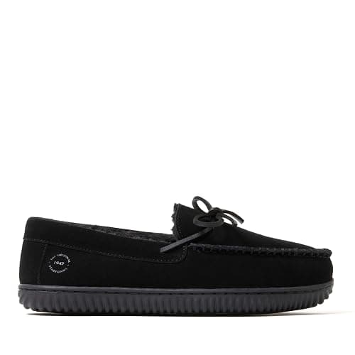 Dearfoams mens Hudson Genuine Suede Memory Foam Moccasin With Tie Slipper thumbnail 3