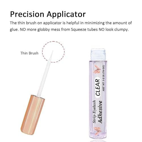 Super Strong Hold Waterproof Latex-Free Eyelash Adhesive - Clear Lash Glue Suitable for Sensitive Eyes - 5ml/0.18oz (1 Pack) thumbnail 4