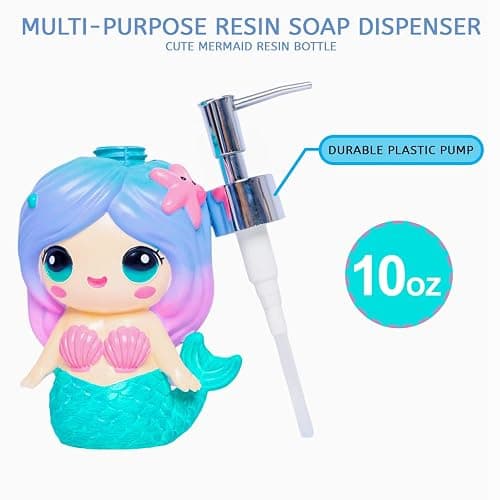 Mondeluna Mermaid Soap Dispenser, Cute Soap Dispenser, Mermaid Bathroom Decor, Hand Soap, Shampoo, Shower Gel Dispenser, Suitable for Bathrooms, Kitchen Countertops, Bathroom Accessories (Mermaid) thumbnail 7