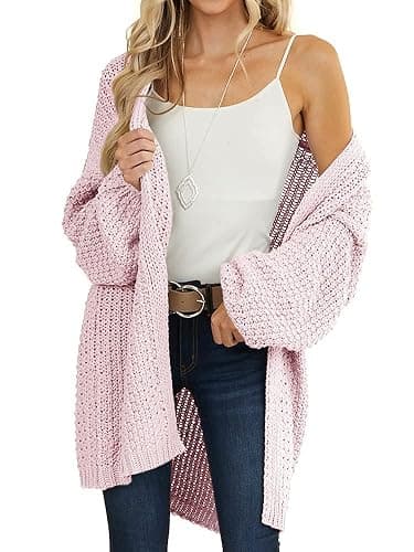 Maroway Womens Cardigan Solid Color Long Sleeve Open Front Chunky Knit Sweater Outwear thumbnail 2