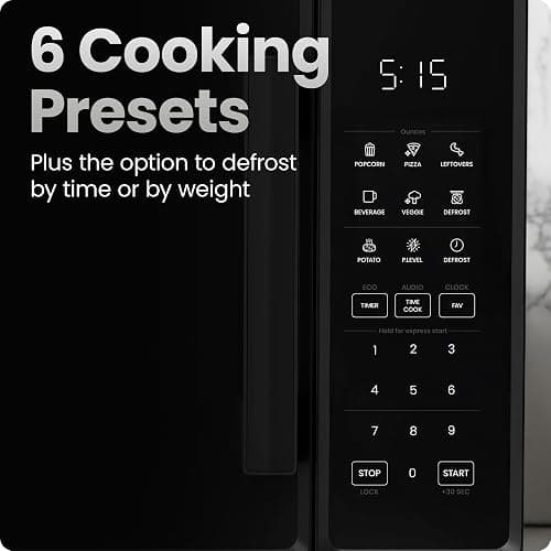 Chefman Countertop Microwave Oven 1.1 Cu. Ft., 1000 Watts with 10 Power Levels, 6 Cooking Presets with One-Touch Express Cook, Eco Mode, Child Safety Lock, & Mute Button - Black thumbnail 4
