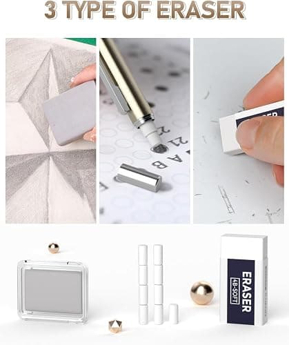 Nicpro 35PCS Gold Art Mechanical Pencils Set, 3 PCS Metal Drafting Pencil 0.5 mm & 0.7 mm & 0.9 mm & 3 PCS 2mm Lead Holder (6B 4B 2B HB 2H 4H Colors) For Sketching Drawing thumbnail 5
