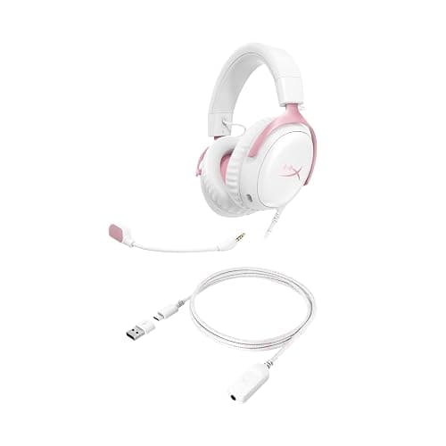 HyperX Cloud III – Wired Gaming Headset, PC, PS5, Xbox Series X|S, Angled 53mm Drivers, DTS, Memory Foam, Durable Frame, Ultra-Clear 10mm Mic, USB-C, USB-A, 3.5mm – Pink thumbnail 4
