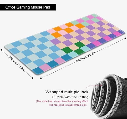 SXCKANG Colorful Checkered Desk Mats, Retro Purple Pink Blue Green Large Desk Pad, Aesthetic Desktop Mat, Writing Mat, Non-Slip Rubber Gaming Mouse Pad for Laptop Computer Office, 31.5 X 11.8 in thumbnail 2