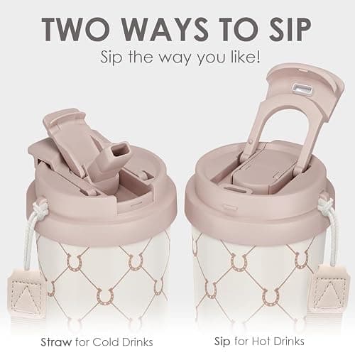 SANDJEST Horse Tumbler - Stainless Steel 2-in-1 Lid Coffee Tumbler 18 oz, Insulated Travel Mug Gift for Horse Lovers Women Girl, Birthday Christmas thumbnail 4