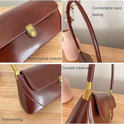 Small Clutch Shoulder Bag for Women Leather Mini Tote Handbag Purse with Buckle Closure thumbnail 6