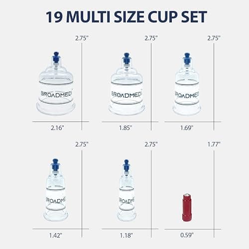BROADMEDI+ Premium Cupping Therapy 19 Cups Set, Including Pump Handle, Extension Tube, Massage Sticks, Made in Korea thumbnail 4