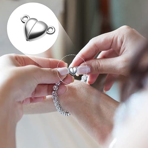 48 Pieces Heart Shaped Magnetic Clasps for Jewelry Gold Silver Bracelet Clasps Closures Magnetic Breakaway Converter for Bracelet Necklace DIY Making Wedding Jewelry Accessories thumbnail 7